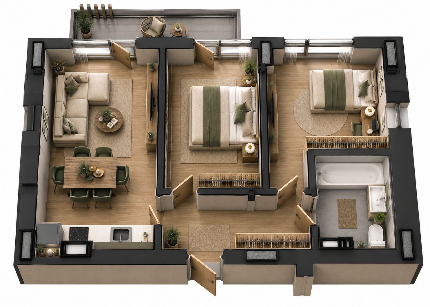 Тип 2Б — 56,82 м²